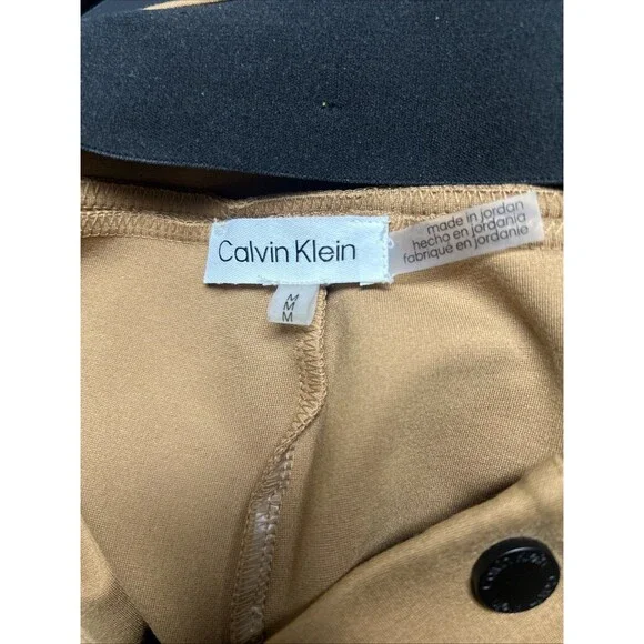 Calvin Klein Pants Tan Camel Ankle Length Button Front Casual Workwear Size M - Picture 6 of 7